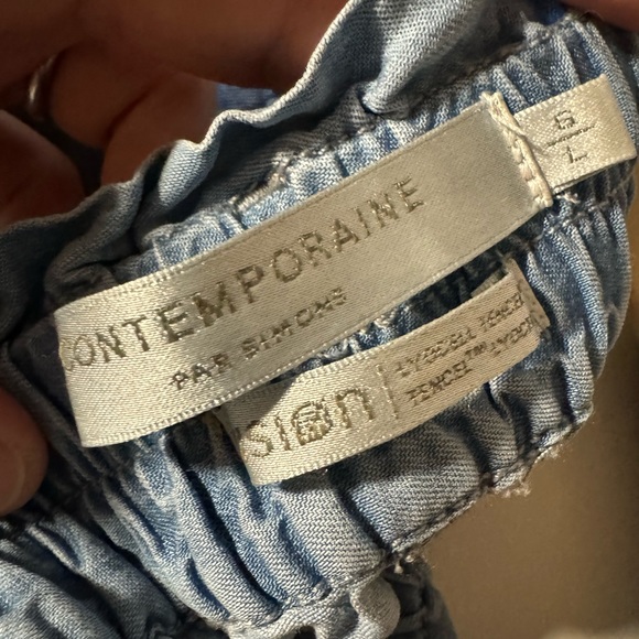 Simons Contemporaine brand elastic waistband lyocell denim skirt with belt - Picture 4 of 5